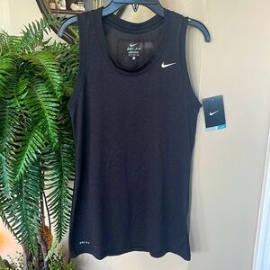Brand New Nike Dri-Fit Black Tank Top Crew Neck Sporty Workout Athletic Gym